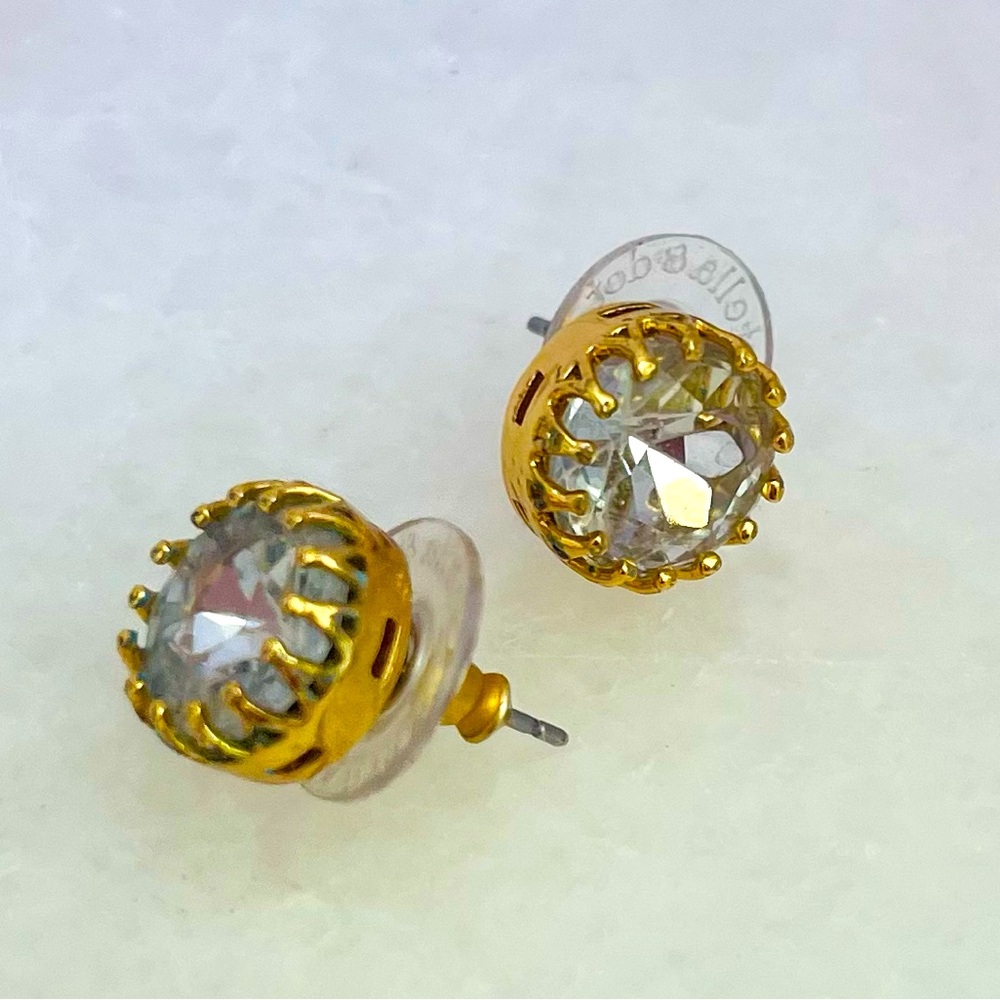Gold and Crystal Stud Earrings